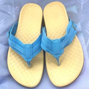 Brand New Summer Blue/Tan Flip Flops - Size 7